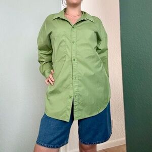 Abercrombie & Fitch Green Button Down Poplin Shirt- Size Large